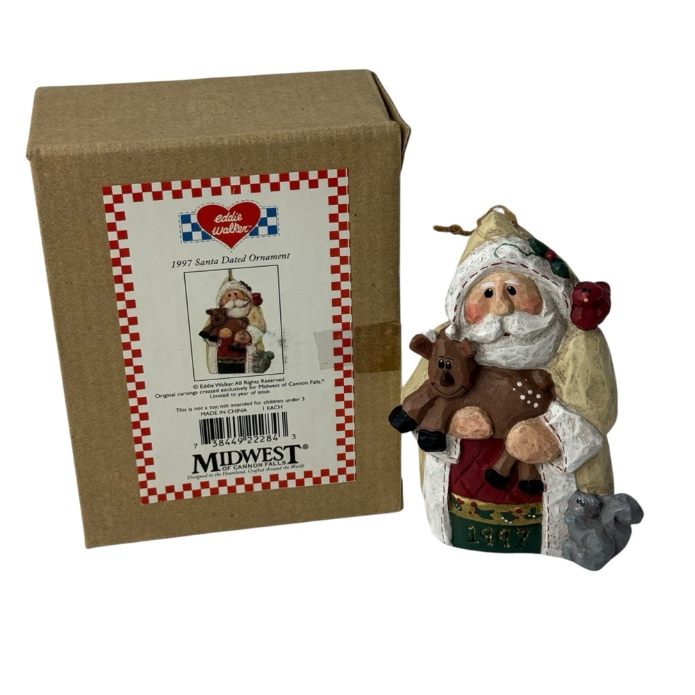 Eddie Walker 1997 Dated Santa Deer Squirrel Bird Ornament